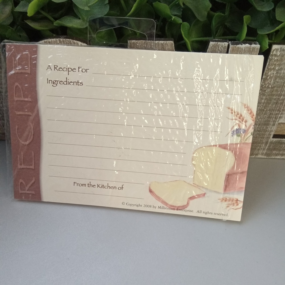 Millstream Enterprise Recipe Cards Bread Motif 25 Lined Cards New Sealed